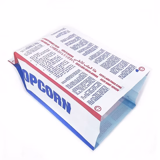 Emballage de sac de pop-corn en papier imprimé personnalisé pour micro-ondes, prix d'usine